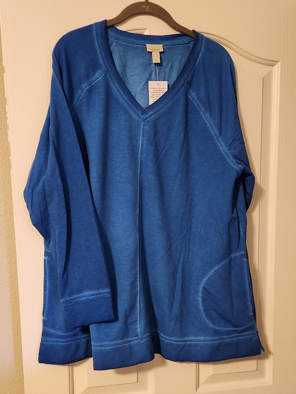 LOGO Lounge Teal V-Neck Cozy Long Sleeve Tee Shirt